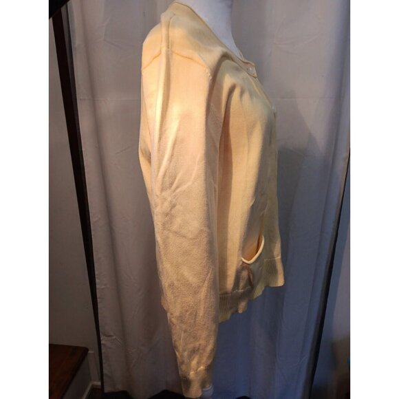 J Jill Cardigan Sweater Womens Size L Yellow Button Up Scoop Neck Knit‎ Pockets - Picture 5 of 10